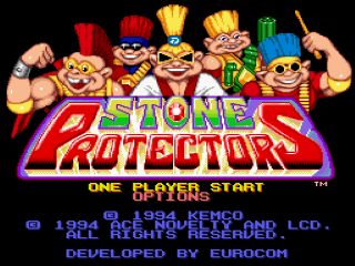 Stone Protectors title screen for Super Nintendo